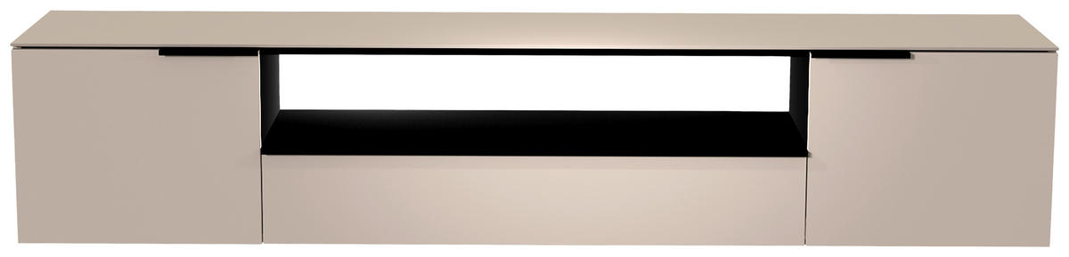 LOWBOARD  in 210/41/45 cm  - Sandfarben/Schwarz, Design, Glas/Holzwerkstoff (210/41/45cm) - Moderano