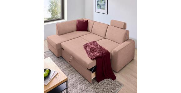 ECKSOFA in Webstoff Hellrot  - Hellrot/Schwarz, KONVENTIONELL, Kunststoff/Textil (165/224cm) - Xora