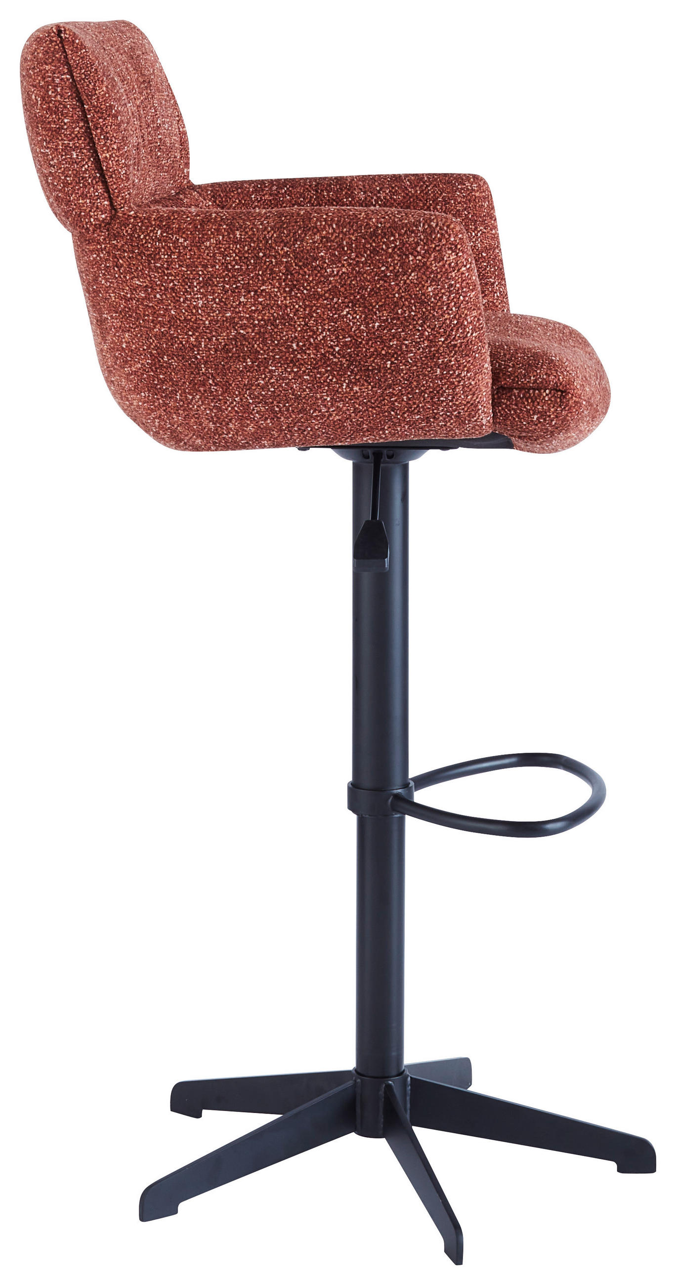 BARHOCKER Leinenoptik Rostfarben Eisen Sitzfläche 360° drehbar, automatische Rückholfunktion  - Rostfarben/Schwarz, Design, Textil/Metall (58/88-112/58cm) - Dieter Knoll
