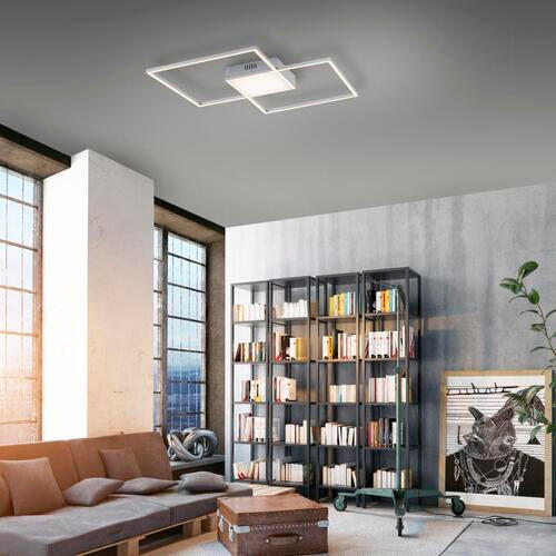 LED-Deckenleuchte Asmin 60/60/5,3 cm   - Silberfarben, Design, Kunststoff/Metall (60/60/5,3cm)