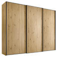 SCHWEBETÜRENSCHRANK  in Eiche Artisan  - Graphitfarben/Eiche Artisan, Design, Holzwerkstoff/Metall (298/222/68cm) - Moderano