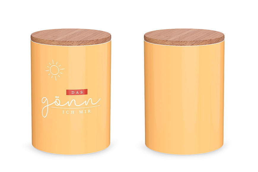 VORRATSDOSE Cozy Moments  - Dunkelgelb, Basics, Keramik/Holz (11,1/15,6/11,1cm)