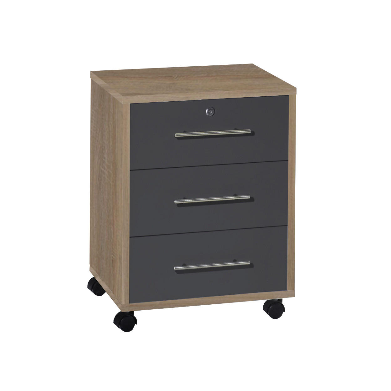 ROLLCONTAINER Anthrazit, Sonoma Eiche  - Anthrazit/Silberfarben, LIFESTYLE, Holzwerkstoff/Metall (44/58/40cm) - MID.YOU