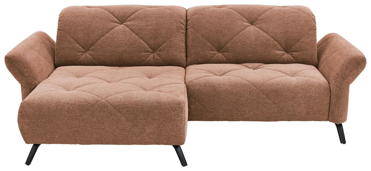 ECKSOFA Kupferfarben Webstoff  - Schwarz/Kupferfarben, Design, Textil/Metall (173/262cm) - Moderano
