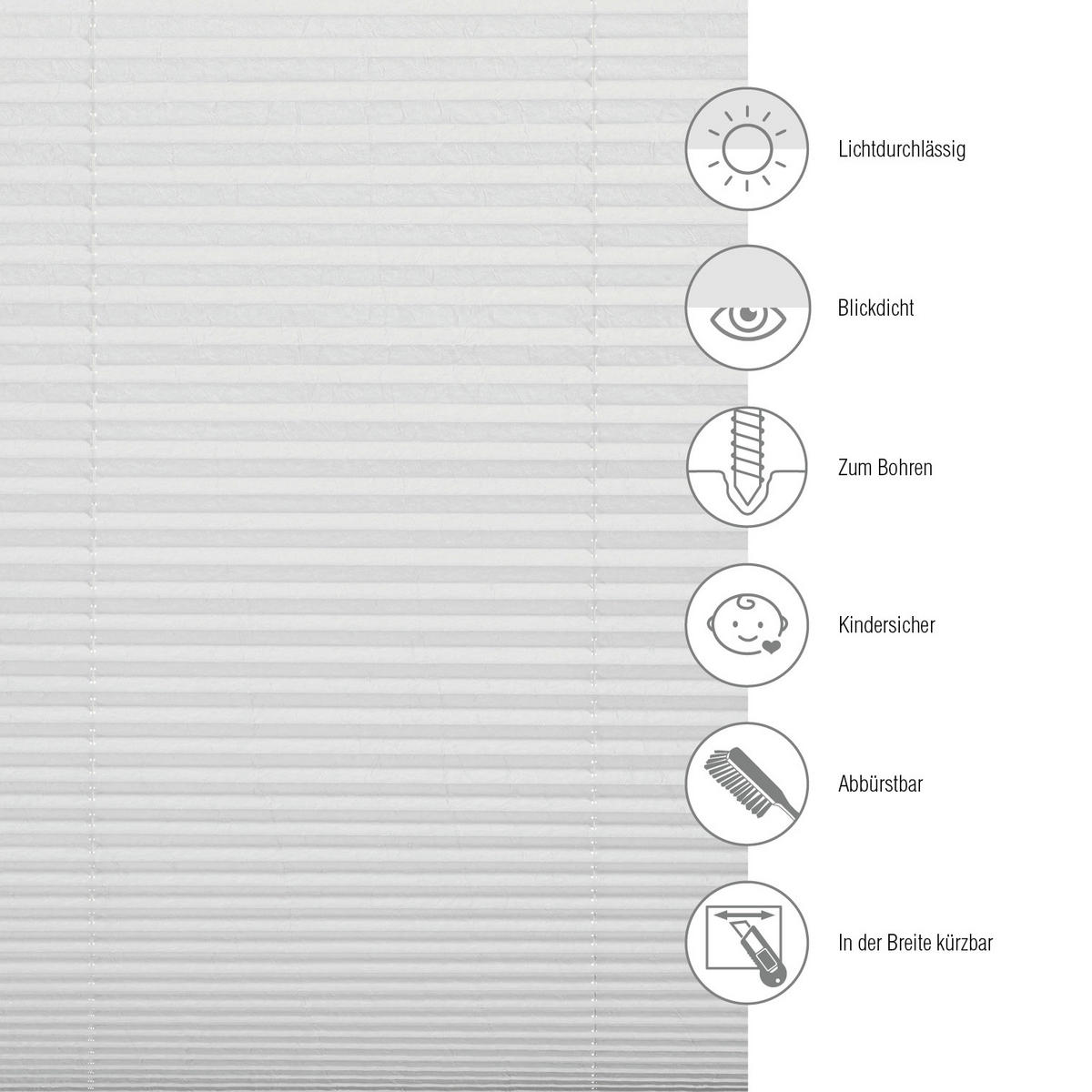 PLISSEE   40/130 cm    - Weiß, Basics, Textil (40/130cm) - Schöner Wohnen