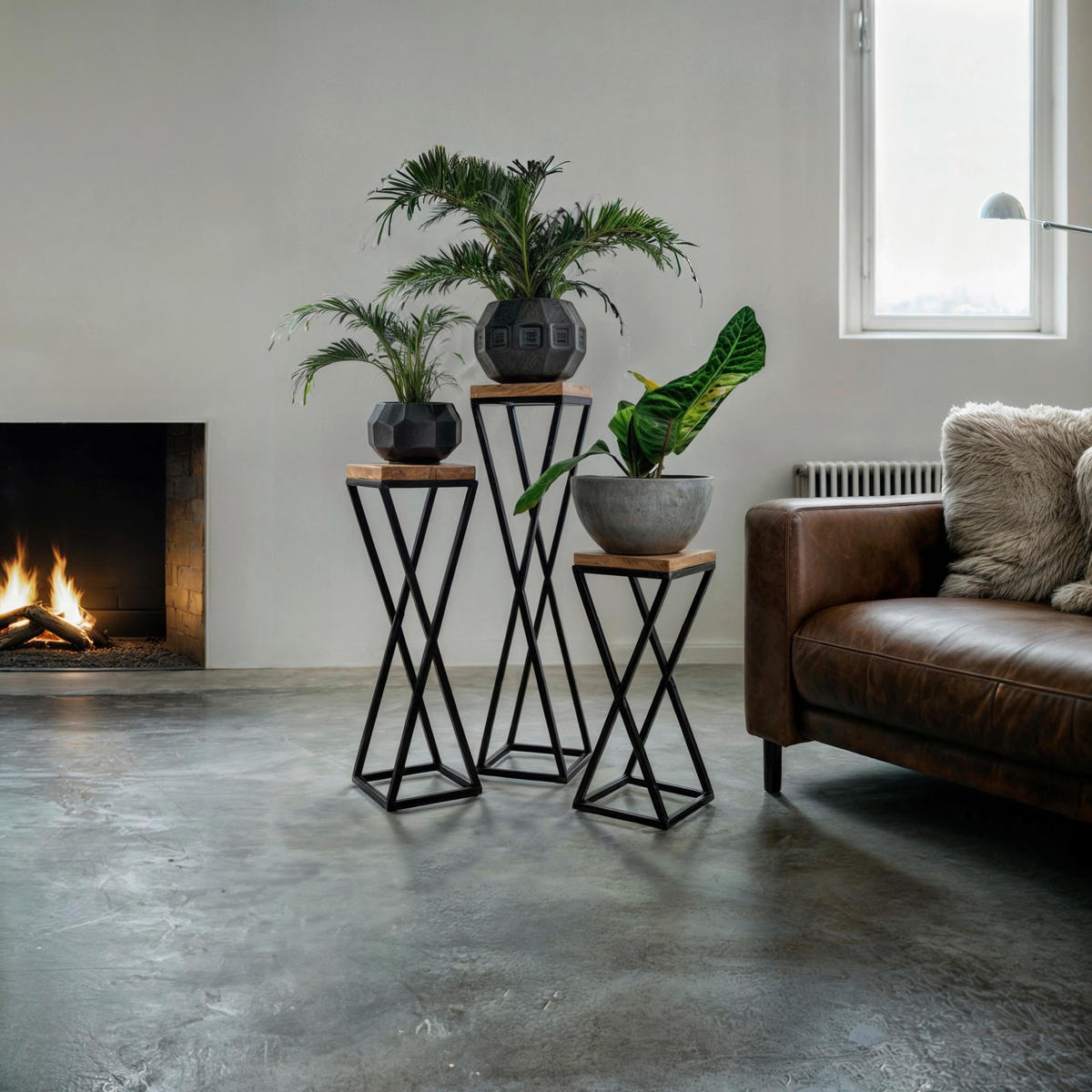 BLUMENSTÄNDER in Metall  - Schwarz, Basics, Metall (19/47/19cm)