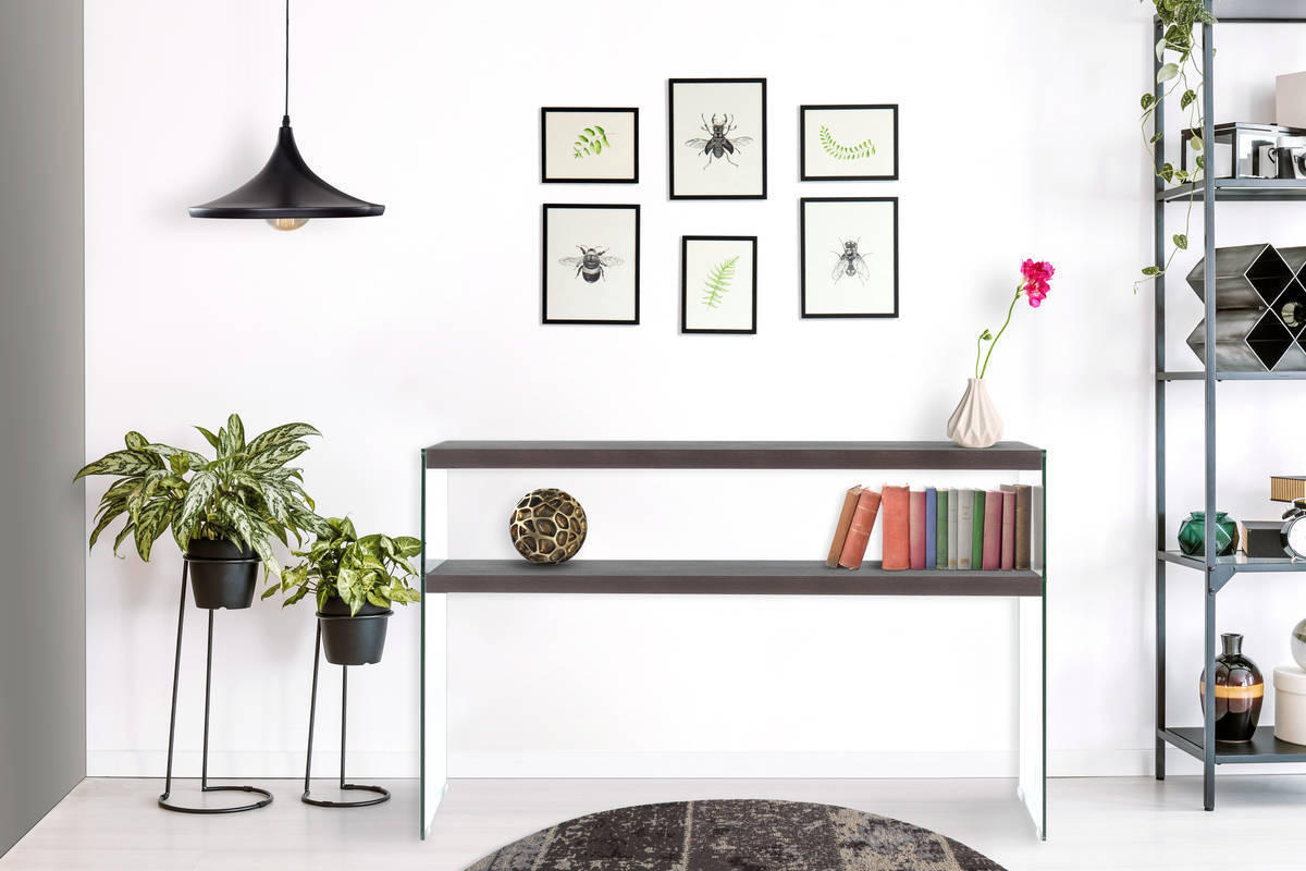 BEISTELLTISCH 32/110/75 cm Dunkelbraun rechteckig  - Klar/Dunkelbraun, Basics, Glas/Holzwerkstoff (32/110/75cm) - Kayoom