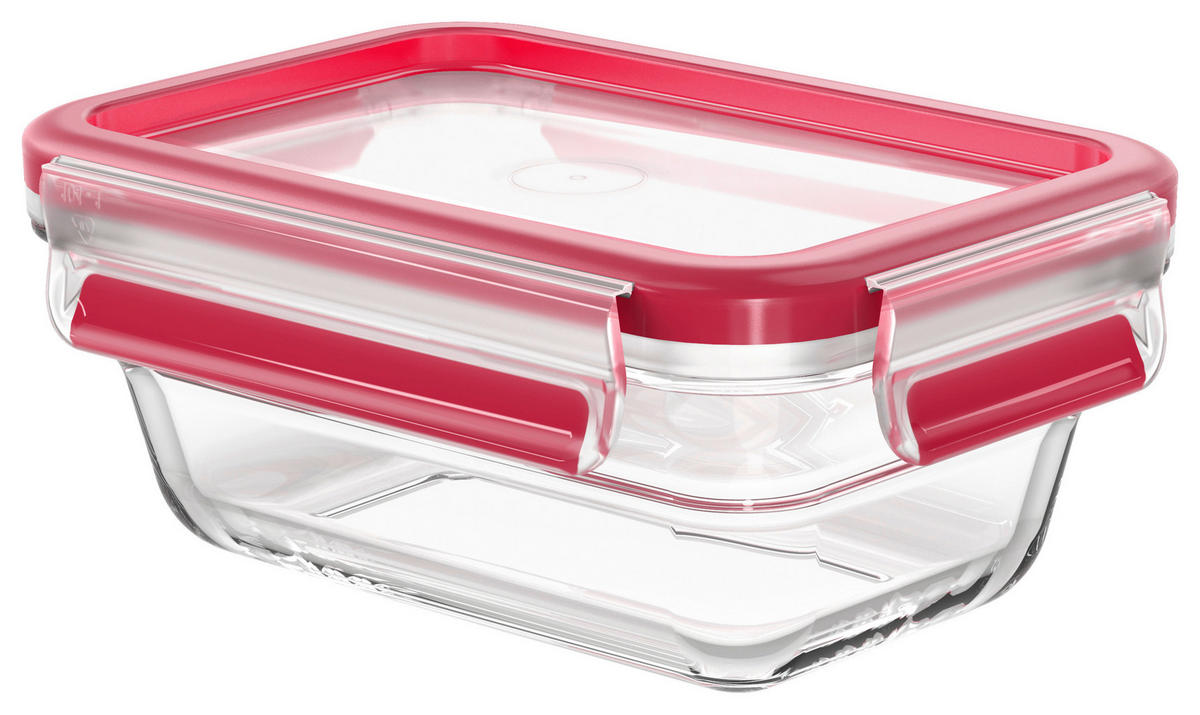 FRISCHHALTEDOSE CLIP & CLOSE GLAS 0,45 L  - Rot, Basics, Glas/Kunststoff (16,8/11,8/7cm) - Emsa