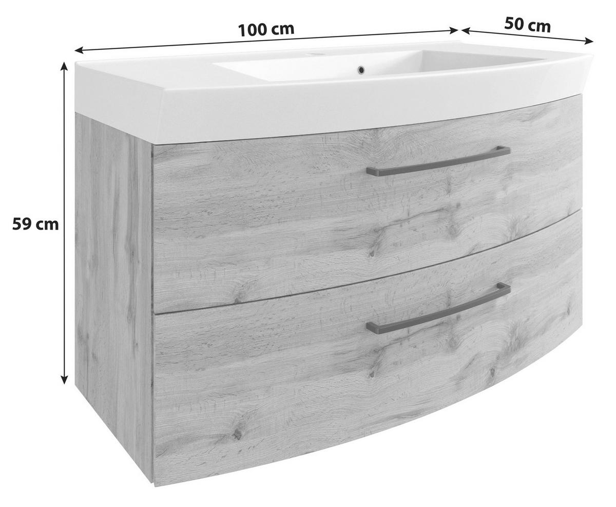 SKŘÍŇKA S UMYVADLEM, 100 cm - bílá/černá, Moderní, kov/kompozitní dřevo (100cm) - Held