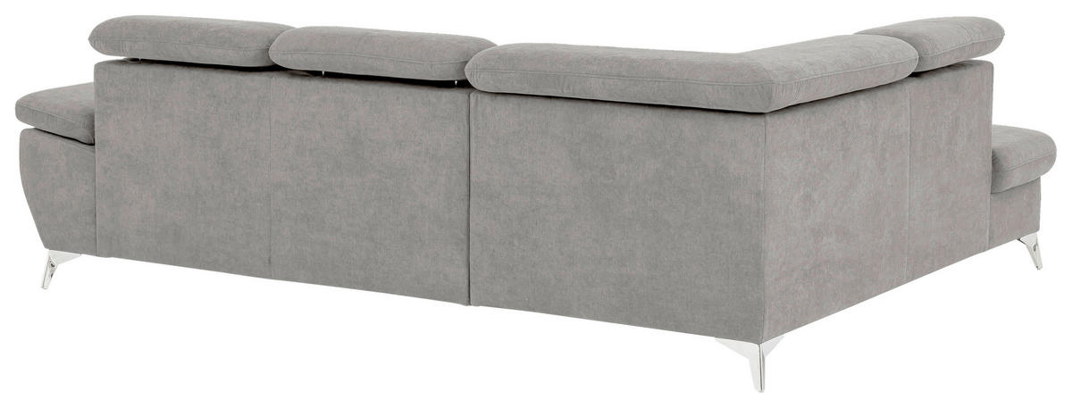 ECKSOFA in Mikrofaser Grau  209/256 cm  - Chromfarben/Grau, KONVENTIONELL, Textil/Metall (209/256cm) - Livetastic
