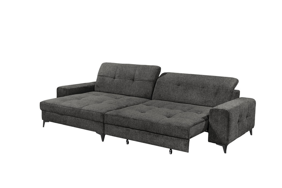 ECKSOFA SORELLA Graphitfarben Chenille Kopfteilverstellung, Sitztiefenverstellung  - Schwarz/Graphitfarben, Design, Kunststoff/Textil (182/328cm) - MID.YOU