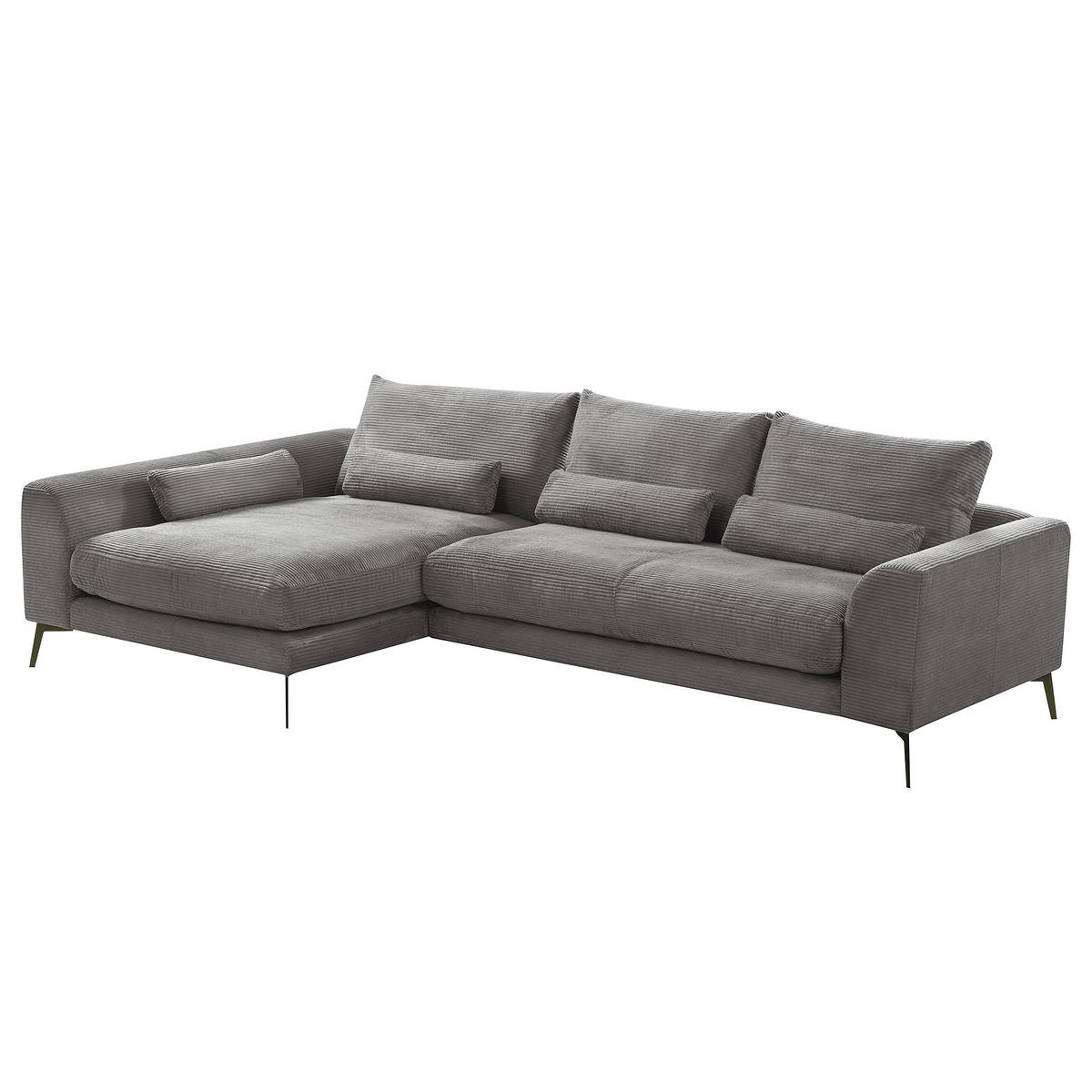 ECKSOFA Grau Cord Nierenkissen, Rückenkissen  - Schwarz/Grau, Design, Textil/Metall (172/313cm) - P & B