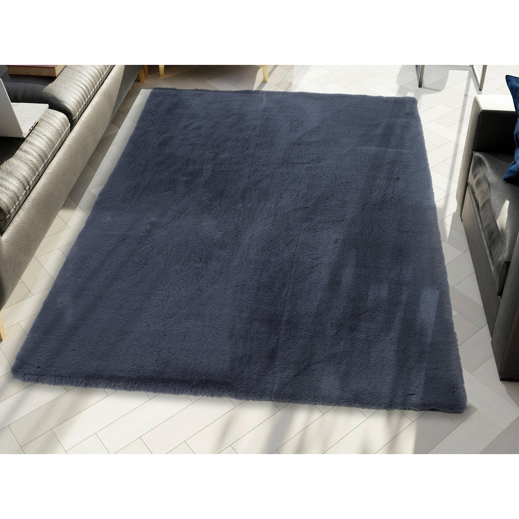 Thumbnail - Novel Hochflorteppich Silky Haven, Dunkelgrau, Textil, Uni, rechteckig, 140x200 cm, Oeko-Tex® Standard 100, für Fußboden...