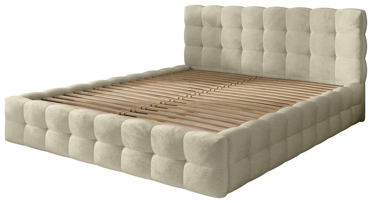 POLSTERBETT 140/200 cm,  in Beige, gepolstertes Kopfteil, Lattenrost, Bettkasten,  - Beige/Schwarz, MODERN, Holz/Kunststoff (140/200cm) - Chameo