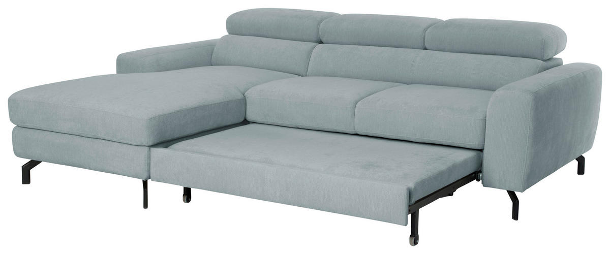 ECKSOFA Chenille Blaugrau  - Blaugrau/Schwarz, Design, Textil/Metall (177/226cm) - Livetastic