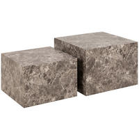 COUCHTISCHSET quadratisch Hellbraun, Greige  - Hellbraun/Greige, Design, Holzwerkstoff (50-58/50-58/33-40cm)