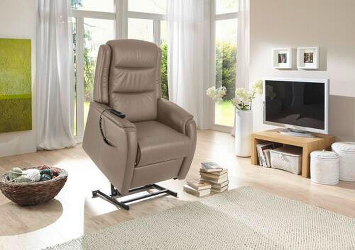 FERNSEHSESSEL in Hellbraun  - Hellbraun/Schwarz, Konventionell, Leder/Kunststoff (72/109/82cm) - Valdera