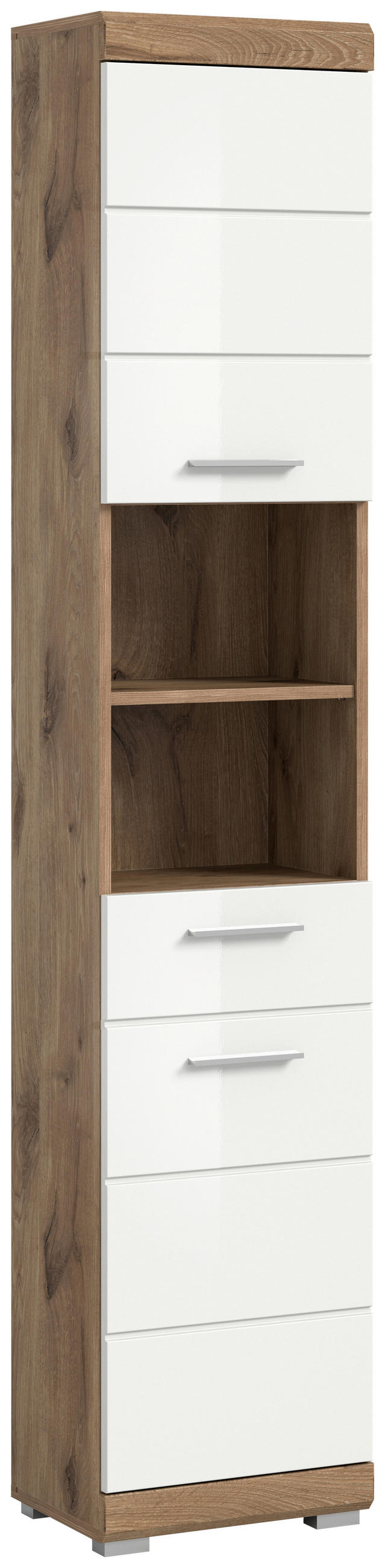 HOCHSCHRANK 37/191/31 cm  - Chromfarben/Weiß Hochglanz, MODERN, Holzwerkstoff/Kunststoff (37/191/31cm) - MID.YOU