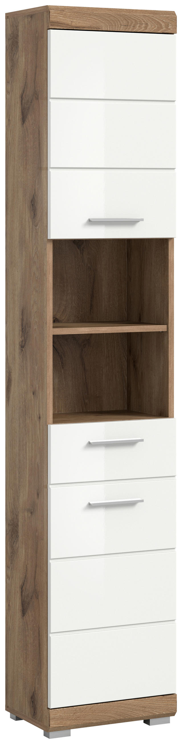HOCHSCHRANK 37/191/31 cm  - Chromfarben/Weiß Hochglanz, MODERN, Holzwerkstoff/Kunststoff (37/191/31cm) - MID.YOU