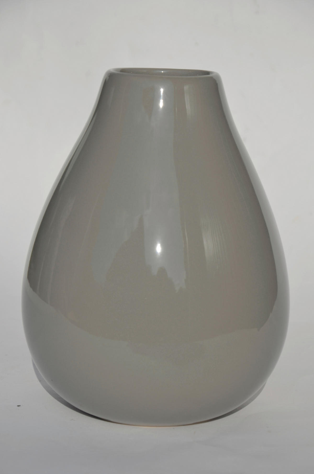 VASE  - Grau Hochglanz, Basics, Keramik (18/24/18cm)