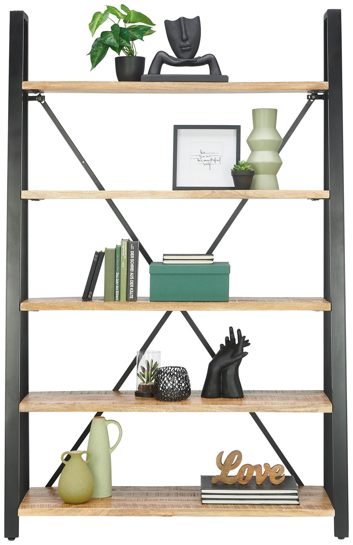 POLC 120/190/40 cm natúr színű, fekete  - natúr színű/fekete, Trend, fa/fém (120/190/40cm) - Xora