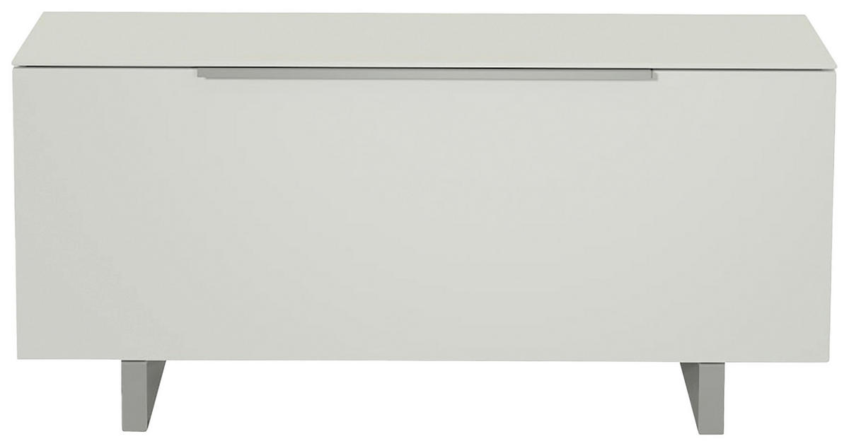 LOWBOARD Weiß, Alufarben  110/66/45 cm  - Alufarben/Weiß, Design, Glas/Holzwerkstoff (110/66/45cm) - Moderano
