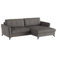 ECKSOFA in Flachgewebe, Leinenoptik Taupe  - Taupe/Schwarz, Design, Textil/Metall (242/170cm) - Xora