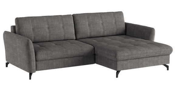 ECKSOFA in Flachgewebe, Leinenoptik Taupe  - Taupe/Schwarz, Design, Textil/Metall (242/170cm) - Xora