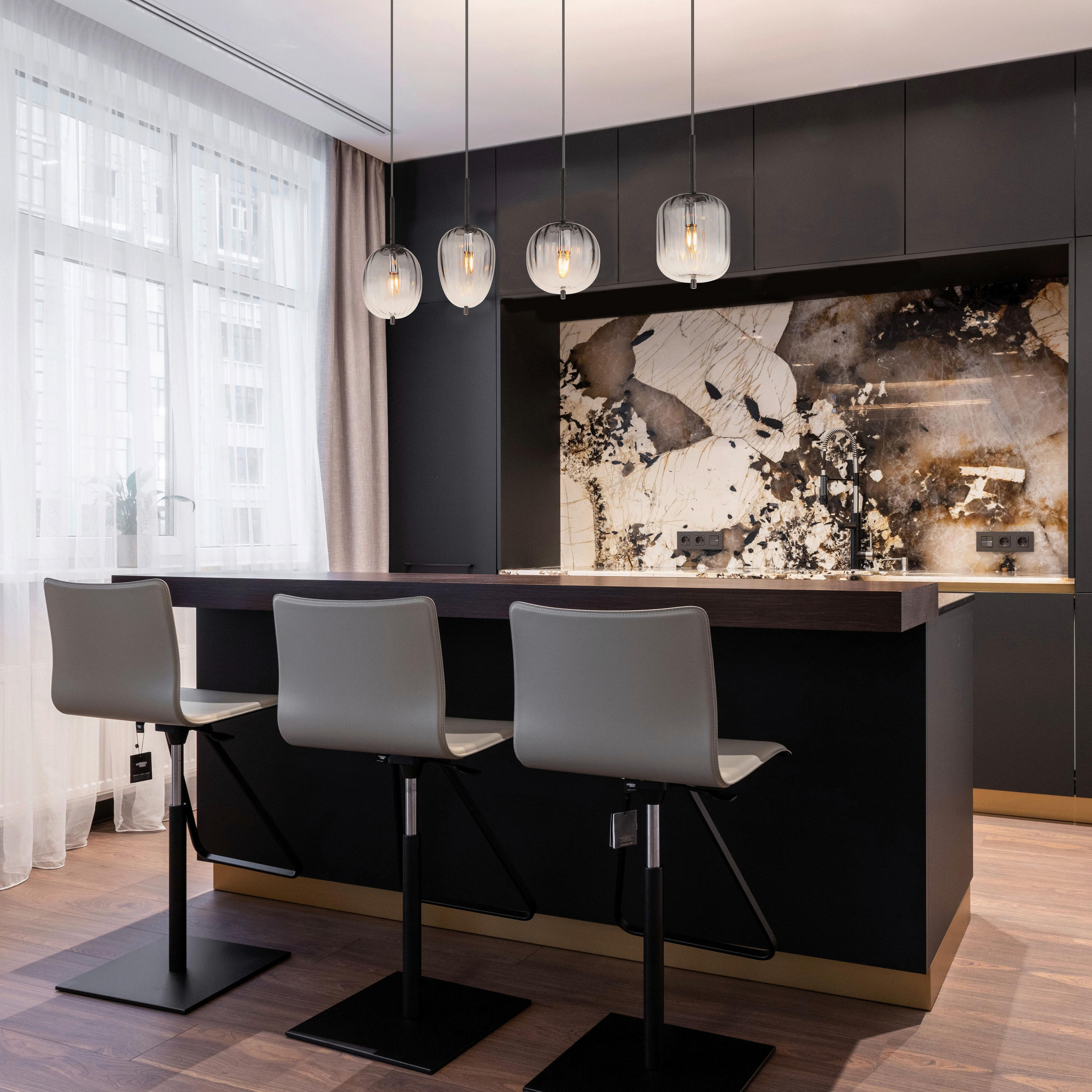 HÄNGELEUCHTE 110/18,5/120 cm  - Klar/Schwarz, Design, Glas/Kunststoff (110/18,5/120cm)