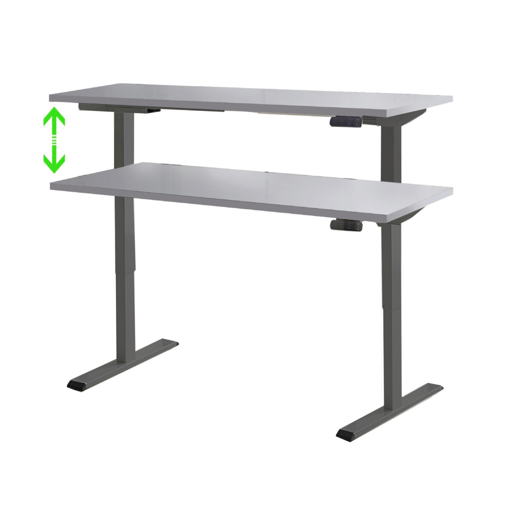 SCHREIBTISCH höhenverstellbar, Memoryschalter, USB-Anschlüsse  - Anthrazit/Grau, MODERN, Holzwerkstoff/Metall (160/80/69-119cm) - MID.YOU