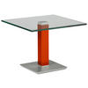 BEISTELLTISCH 60/60/46-65 cm Orange, Rot, Edelstahlfarben quadratisch  - Edelstahlfarben/Rot, Design, Glas/Kunststoff (60/60/46-65cm)