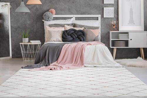 KOBEREC S VYSOKÝM VLASEM, 80/150 cm, růžová, bílá - bílá/růžová, Design, textil (80/150cm)