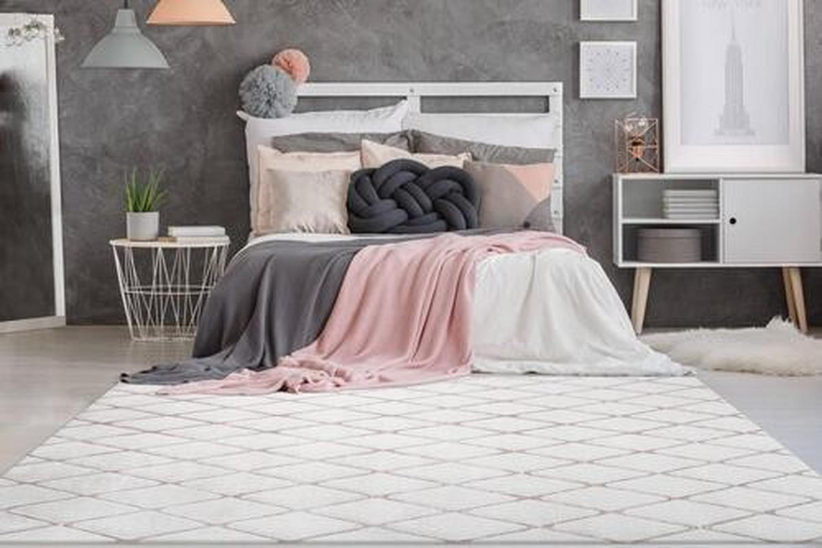 HOCHFLORTEPPICH 80/150 cm Rosa, Weiß  - Rosa/Weiß, Design, Textil (80/150cm) - Kayoom