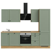 KÜCHENBLOCK 270 cm   in Eichefarben, Schilfgrün  - Schilfgrün/Eichefarben, MODERN, Holzwerkstoff/Metall (270cm) - Nobilia