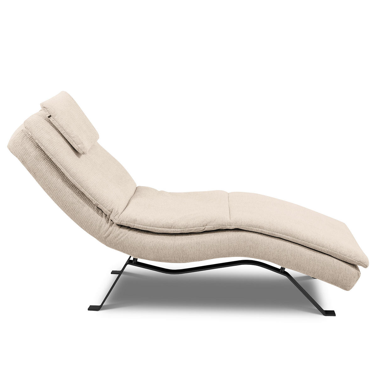 RELAXLIEGE Echtleder Beige  - Beige/Schwarz, Design, Leder/Metall (65/95/171cm) - Celina Home