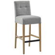 BARHOCKER in Textil Hellgrau  - Eichefarben/Hellgrau, KONVENTIONELL, Holz/Textil (42/102/53cm) - Carryhome
