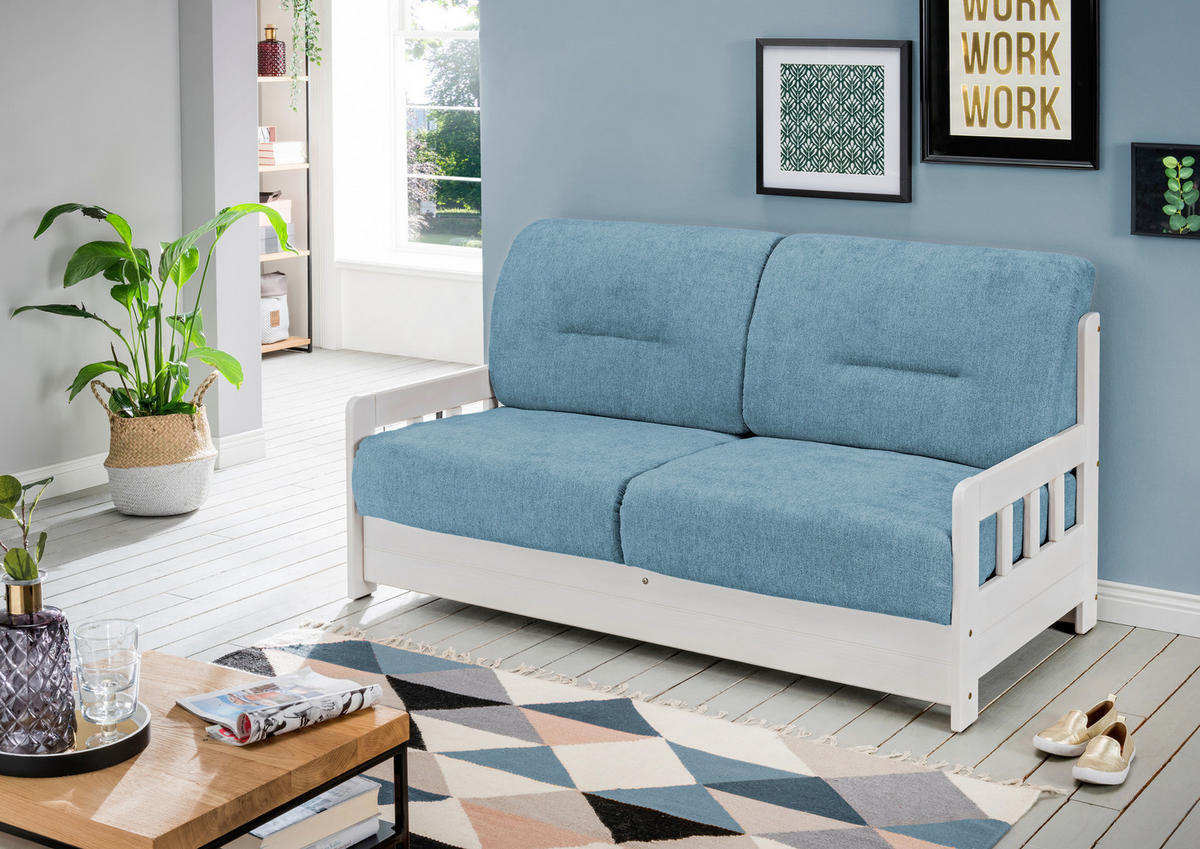 SCHLAFSOFA Mikrofaser Blau, Weiß  - Blau/Weiß, LIFESTYLE, Textil (154/88/90cm) - Livetastic
