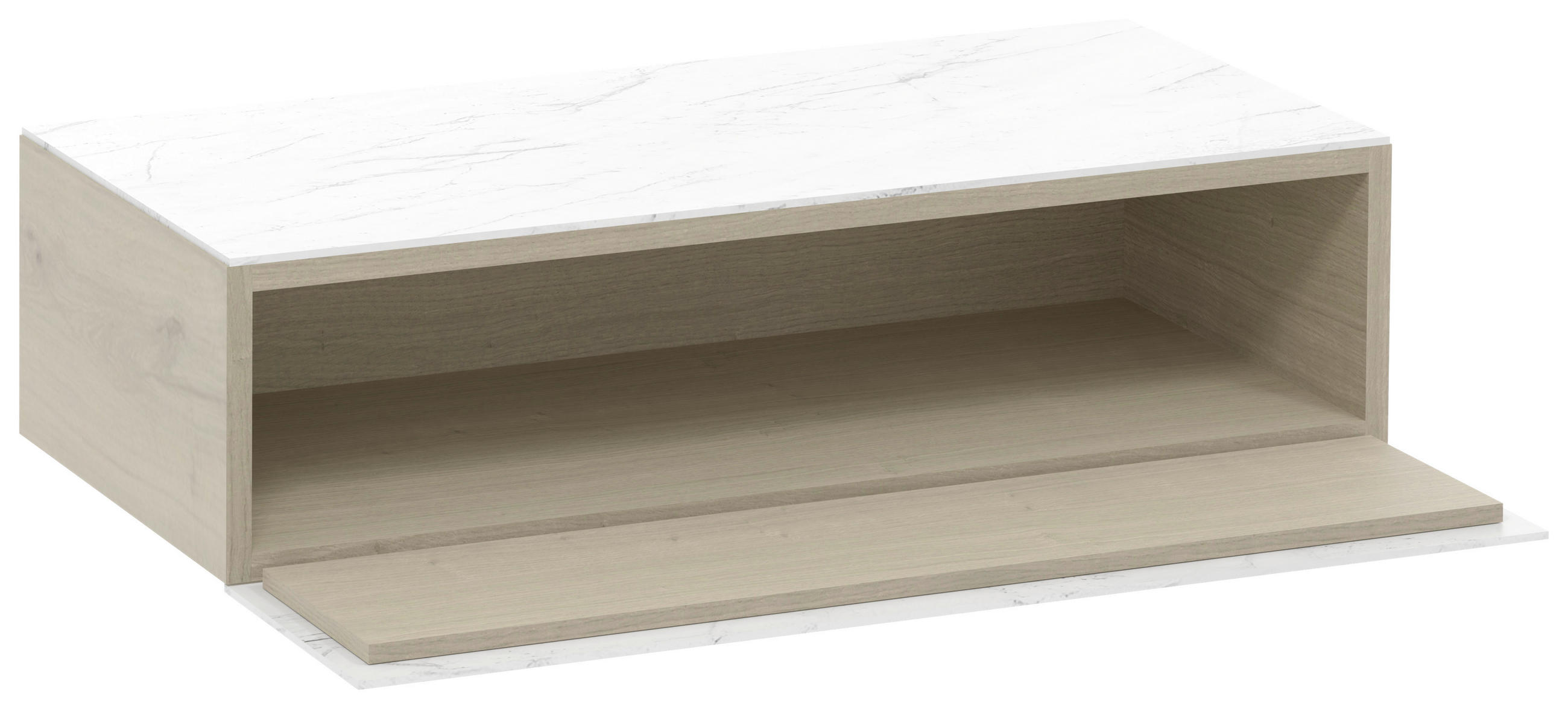 HÄNGEELEMENT in Weiss, Eichefarben   - Weiss/Eichefarben, Natur, Glas/Holz (96/24/42,6cm) - Voglauer
