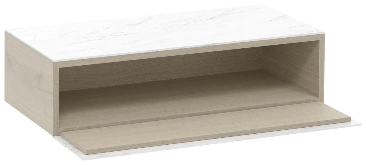 HÄNGEELEMENT in Weiss, Eichefarben   - Weiss/Eichefarben, Natur, Glas/Holz (96/24/42,6cm) - Voglauer