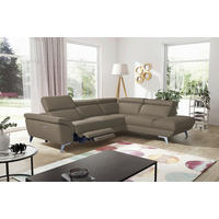 ECKSOFA  in Echtleder Taupe  283/228 cm  - Taupe/Silberfarben, Design, Leder/Metall (283/228cm) - Livetastic