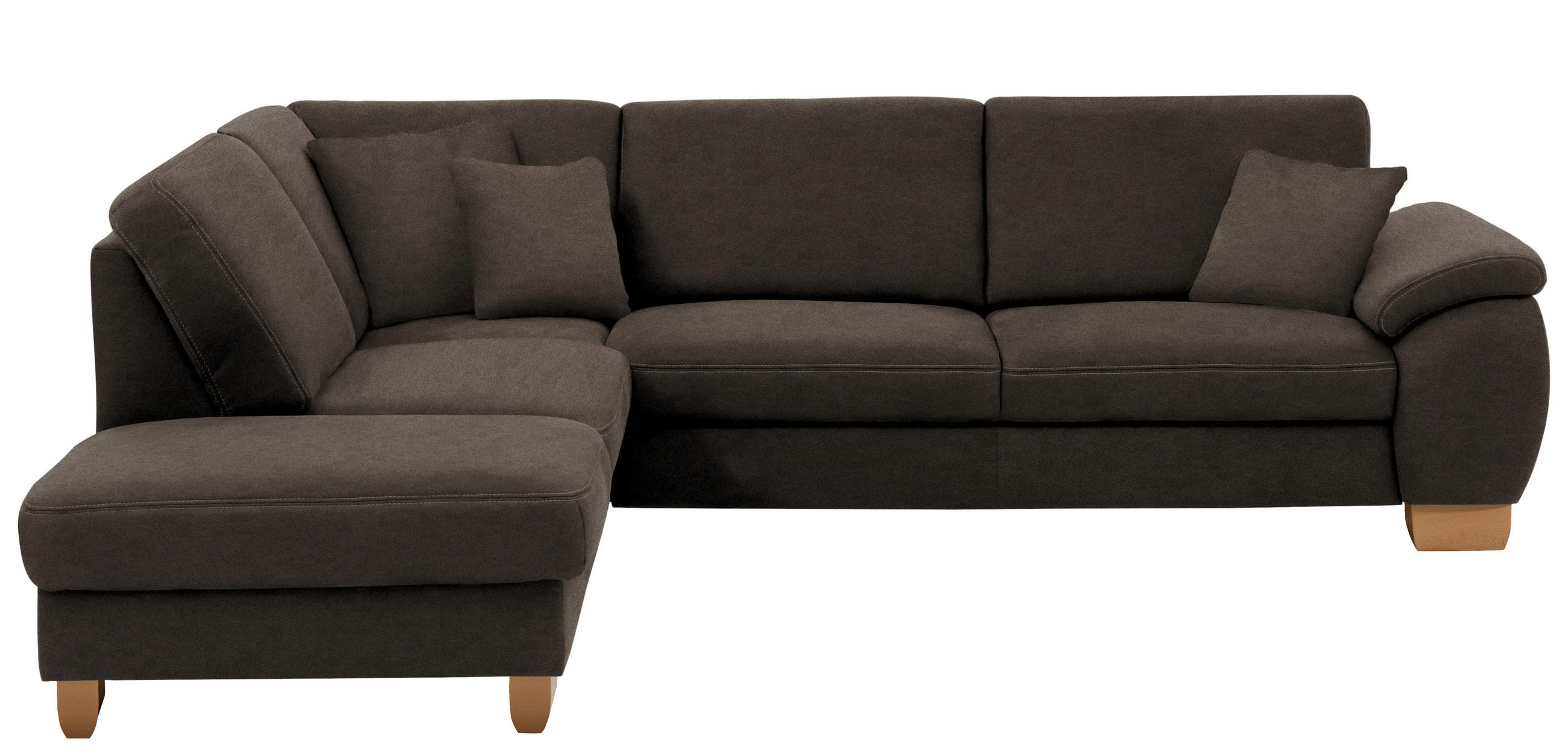 ECKSOFA in Mikrofaser Mokka  - Wildeiche/Beige, Konventionell, Holz/Textil (236/286cm) - Voleo