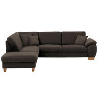 ECKSOFA in Mikrofaser Mokka  - Wildeiche/Beige, Konventionell, Holz/Textil (236/286cm) - Voleo
