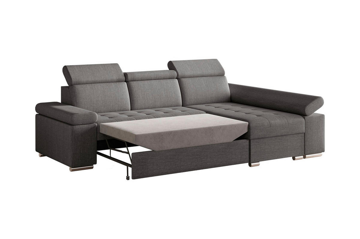 ECKSOFA TORONTO in Webstoff Grau  - Silberfarben/Grau, Design, Kunststoff/Textil (260/168cm) - MID.YOU