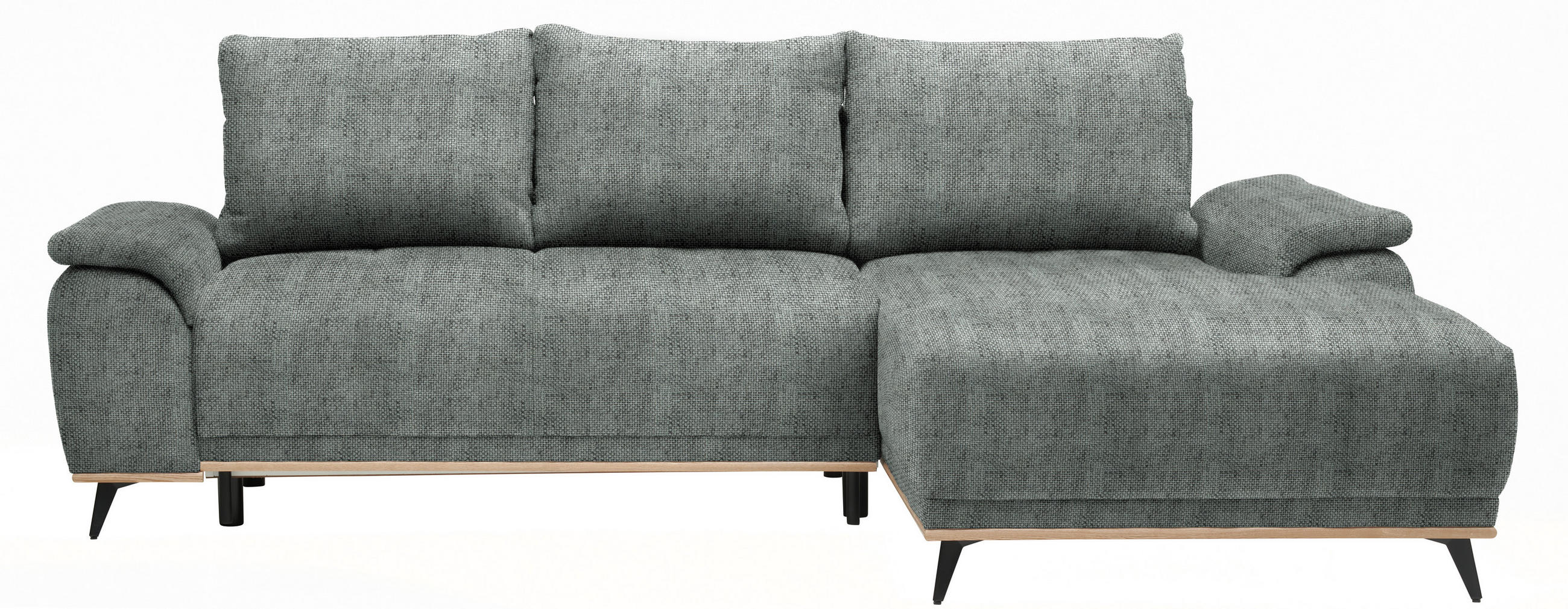 ECKSOFA Dunkelgrau Struktur  - Dunkelgrau/Schwarz, MODERN, Textil/Metall (262/168cm) - home24