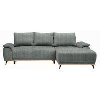 ECKSOFA in Struktur Dunkelgrau  - Dunkelgrau/Schwarz, Modern, Textil/Metall (262/168cm) - home24