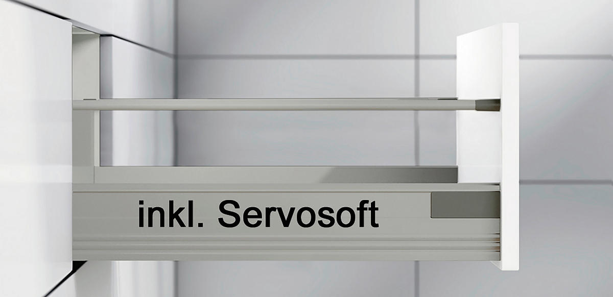 KÜCHENBLOCK 330 cm   in Weiß  - Edelstahlfarben/Eichefarben, Design, Holzwerkstoff/Metall (330cm) - Impuls