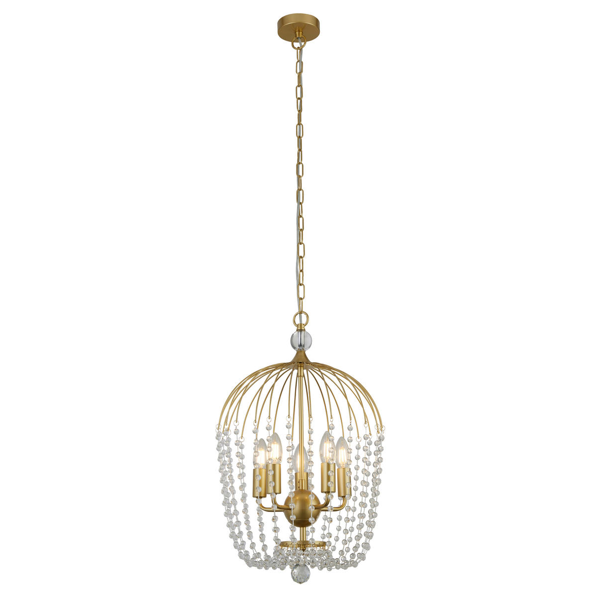 KRISTALNA VISEČA SVETILKA - zlate barve, Design, kovina/steklo (36/150cm)