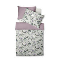 POSTEĽNÁ BIELIZEŇ, makosatén, biela, mätovozelená, olivovozelená, hnedofialová, 140/200 cm  - olivovozelená/biela, Basics, textil (140/200cm) - Fleuresse