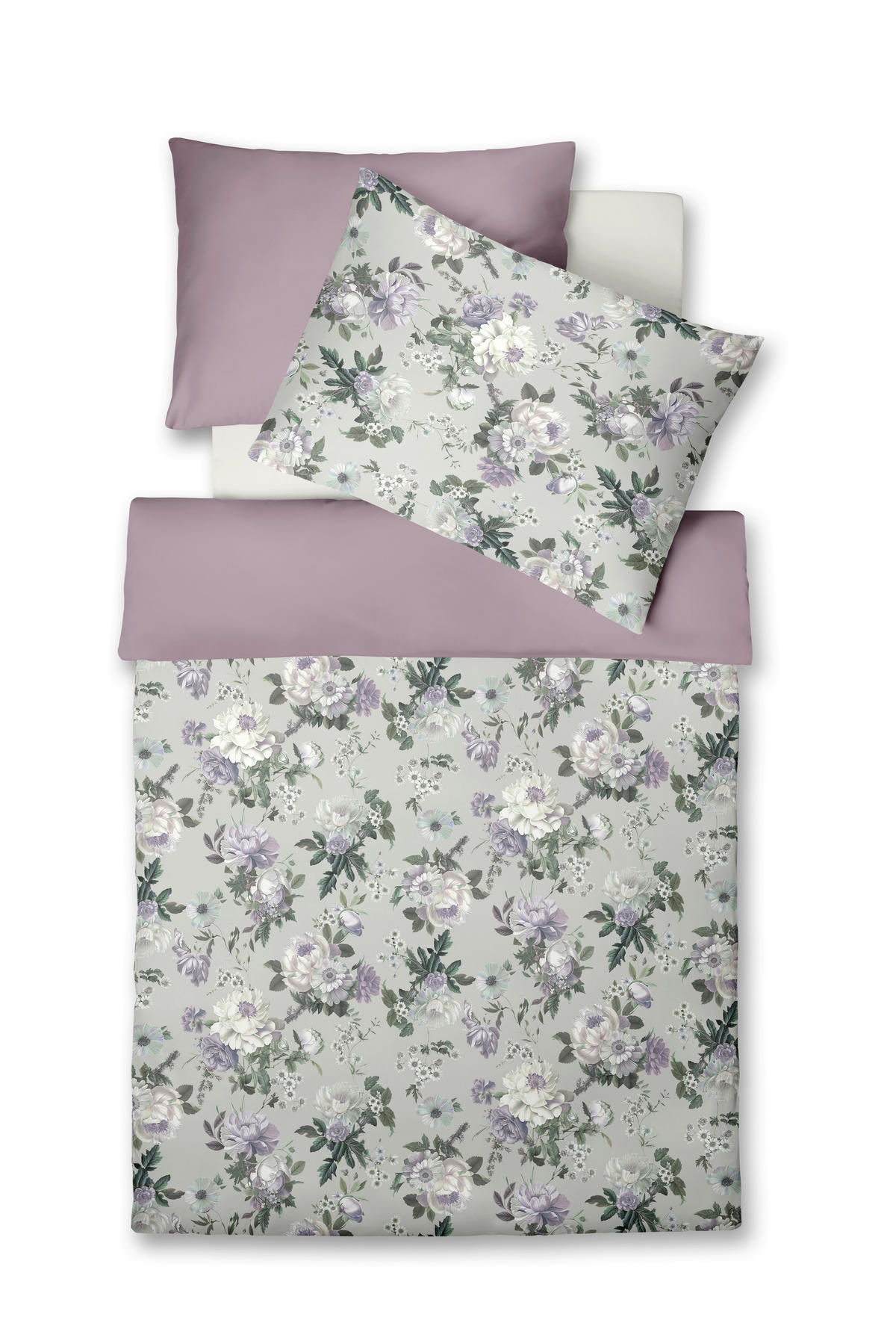 POSTEĽNÁ BIELIZEŇ, makosatén, biela, mätovozelená, olivovozelená, hnedofialová, 140/200 cm  - olivovozelená/biela, Basics, textil (140/200cm) - Fleuresse