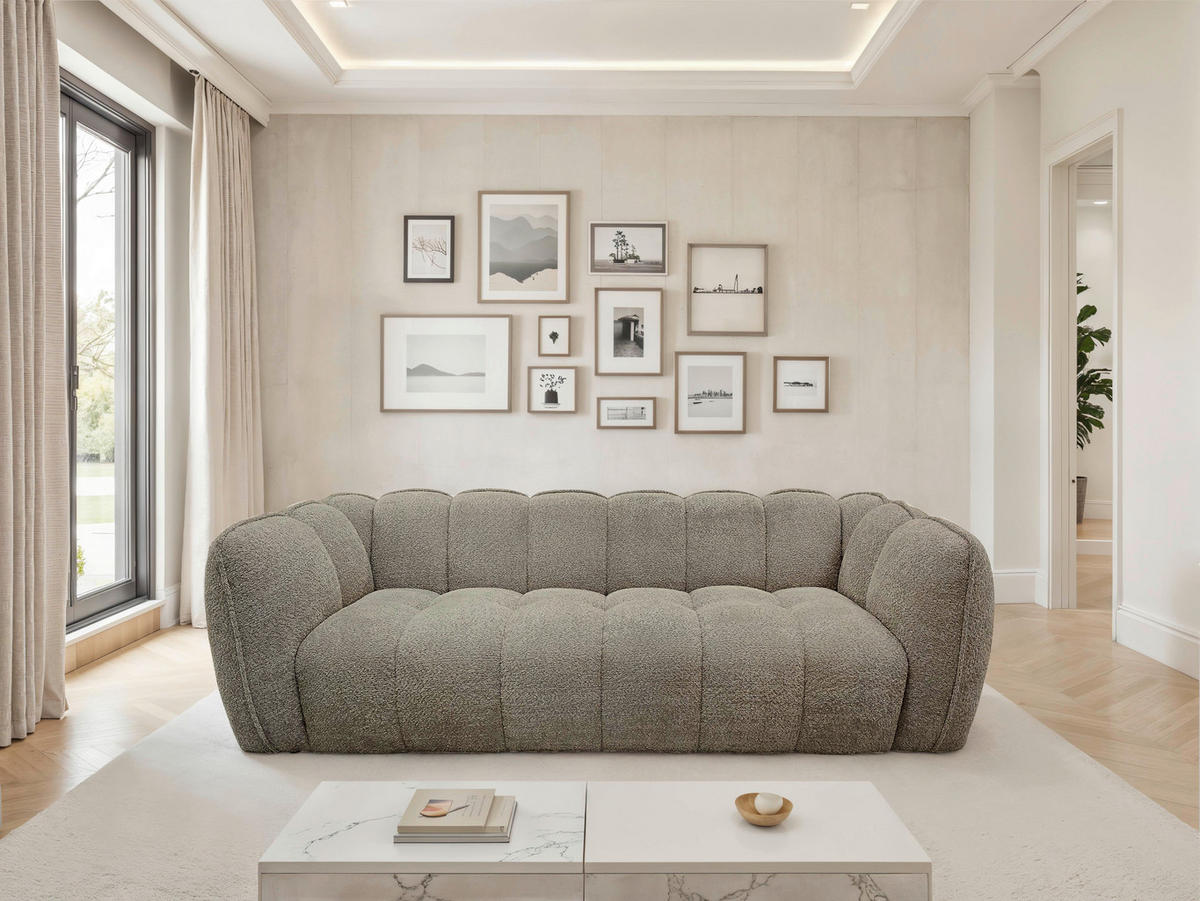 BIGSOFA Chenille Taupe  - Taupe/Schwarz, MODERN, Kunststoff/Textil (235/73/103cm) - Carryhome